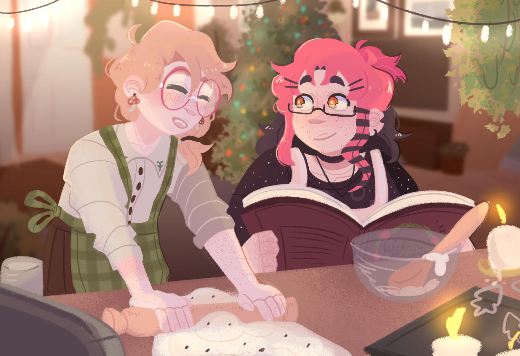 Pink haired character belongs to Starfishplain