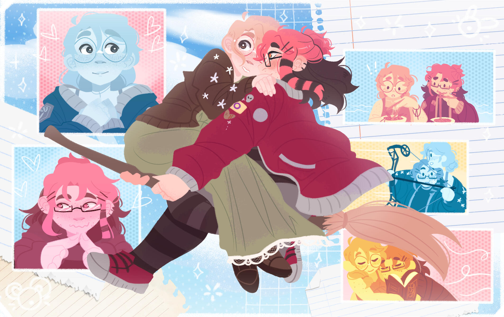 Pink haired character belongs to Starfishplain